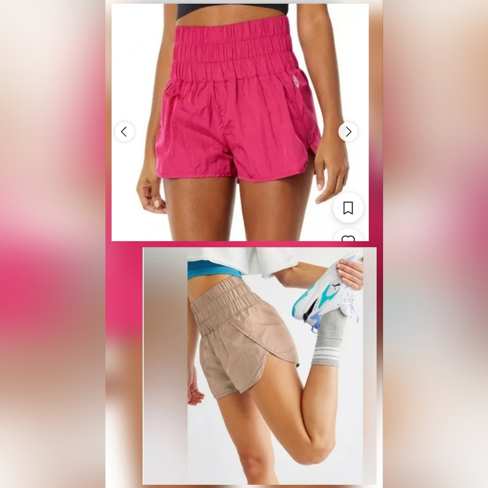 Free People Movement The Way Home Shorts Clay High Rise Smocked Waist Running S